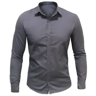 Manga Longa Camisa Social Masculina Slim fit Luxo Estilosa - Preto