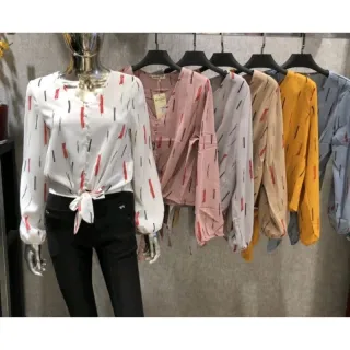 Moda Fenimonina - Blusa de Frio Estampada Social Manga Longa NF 1758 - Cinza