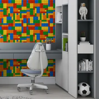 Quarto Infantil Lego Autocolante - Papel de Parede Adesivo Colorido Lavável 3m - Único
