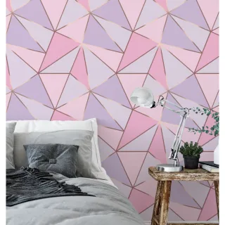 Papel de Parede Autocolante Geométrico Zara Rose Pink - Promoção - Único