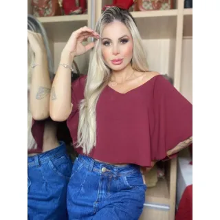 Blusa Elegante Gaivota Cropped Verão 2023 - Lilás
