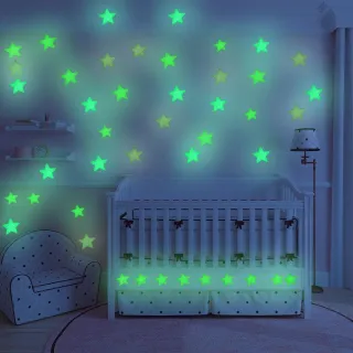 Decoração de Quarto com Estrelas Neon Fluorescentes que Brilham no Escuro para Teto de Criança - Rosa