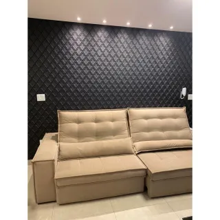 Modelo Veneto Placa Decorativas Revestimento Paredes e Tetos 3D Black 50cm X 50cm - Único