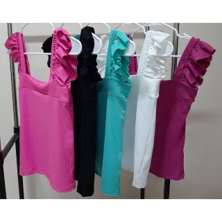 Blusinha Feminina Babado Regata Alcinha Verão Roupa Feminina - Azul Royal