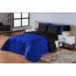 Edredom Queen Dupla Face Kit Vitória - 06 peças - Vinho/cinza