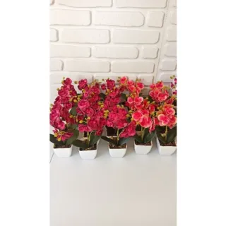 Decoração com arranjo de orquídeas permanentes - Kit de três vasinhos - TRIO MODELO 5