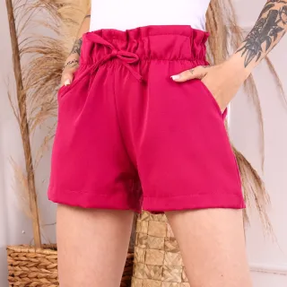 Moda Verão Feminina Alfaiataria Curta em Tecido de Qualidade - Fúcsia