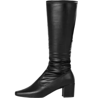 Bico Quadrado Confortável Zíper Stretch Salto Alto GiGiL - Bota Feminina - Preto