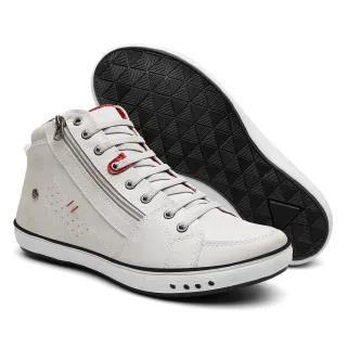 Promoção de Lançamento: Sapatênis Casual Masculino em Couro Botinha Cano Médio - Azul