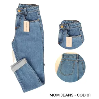 Calça Feminina Lisa Mom Jeans Cintura Super Alta Escura e Clara - COD 05