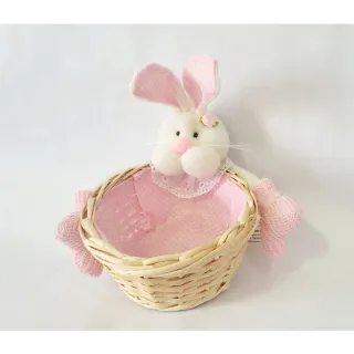 Coelho de Páscoa em Cesta de Vime - 20x18x18