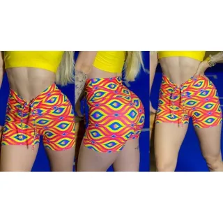 Fitness Feminino Corda Shortinho Roupa de Academia - Preto Liso