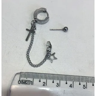 Moda Brinco Cruz Estrela Masculino Feminino - Cruz 2 furos