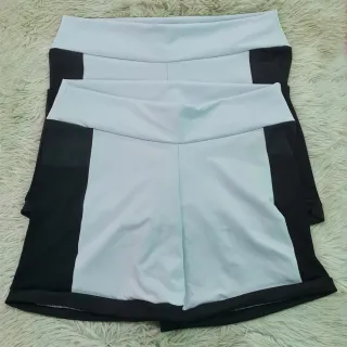 Treino Suplex Feminino Básico com Bolso em Tule Della - Fitness, Academia, Crossfit - BRANCO/PRETO