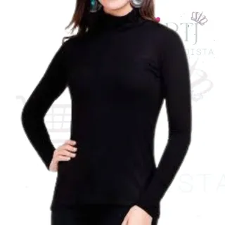 Segunda Pele Feminina Blusa Manga Longa Gola Alta Cacharel Suplex - Branco