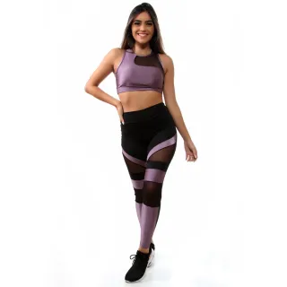 Top C/bojo + Conjunto Legging Detalhe em Tule 10577/10657 - Vinho