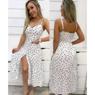 Vestido feminino longo com botões e babado, estilo blogueira - Azul