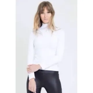 Segunda Pele Feminina Blusa Manga Longa Gola Alta Cacharel Suplex - Branco