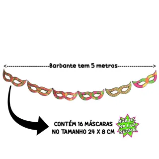 Pronta Entrega Varal Neon Máscara Carnaval Decorativo - Único