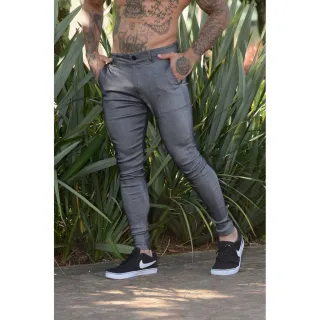 Premium Resinada Cinza Alfaiataria Skinny Calça - P