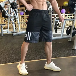 Short masculino fitness basquete academia - Confortável Plus Size - Preto e Branco