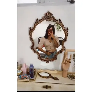 Antigo espelho prateleira penteadeira maquiagem princesas festas reino - Único