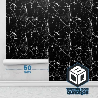Adesivo Mármore Preto Autocolante - Papel de Parede Cozinha Pedra 1m x 50cm - Único