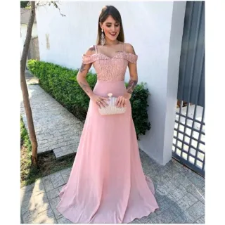 Elegante Vestido Longo para Madrinha de Casamento - AZUL TIFFANY