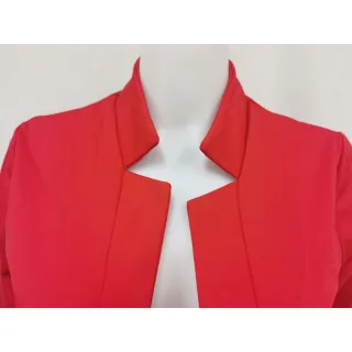 Blazer Feminino Plus Size Casual Lisa Verão/Primavera/Outono/Inverno - Vermelho