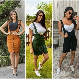 Vestido Evangélico Feminino Saia Jardineira Suspensório Salopete Bengaline - Vinho