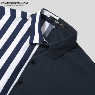 Camisa de Verão Masculina Listrada com Botão de Meia Manga - Estilo Costuras Incríveis - Preto PRETO PRETO PRETO