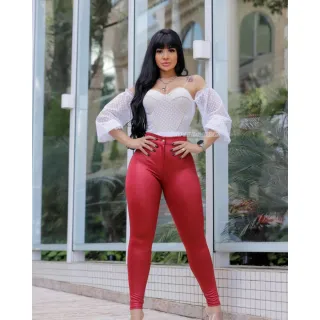 Hot Pants Cintura Alta com Bolsos e Zíper Funcional - Calça Disco Cirrê Feminina - Rose