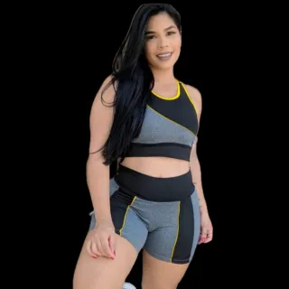 Top e Bermuda Fitness para Academia - Sortidas Cores - Amarelo