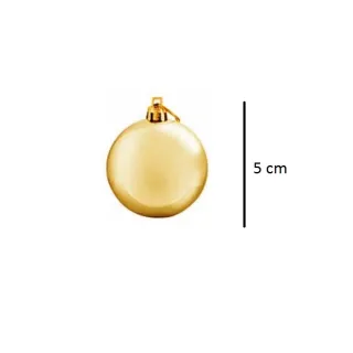 Bolas Natal Kit 12 Fosca e Glitter Dourada Lisa Arvore 5cm - Único
