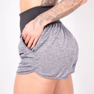 Short Dry Fit Feminino com Bolsos para Caminhada, Academia e Fitness - Roxo