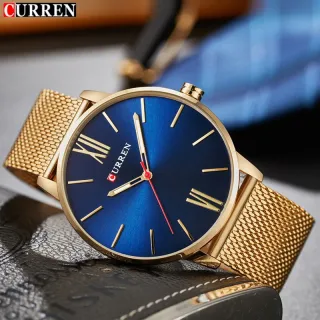 Relógio de Moda Curren Ouro Quartzo Masculino - black grey