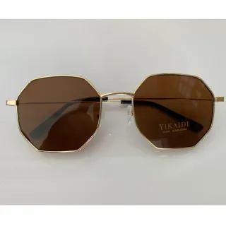 Material Maior Óculos De Sol Hexagonal Unisex Feminino Masculino Verão - Marrom Degradê