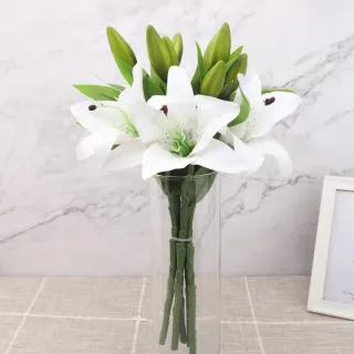 Flor de Seda Lírio Artificial Simulação Perfume Suporte Curto Casa Decoração Falso - Deep Pink