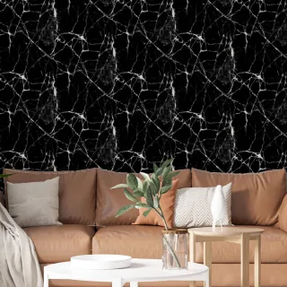 Adesivo Mármore Preto Autocolante - Papel de Parede Cozinha Pedra 1m x 50cm - Único