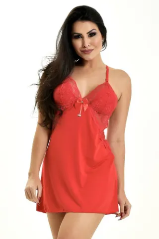 Lingerie Mia Decotada Renda Camisola - Rosa