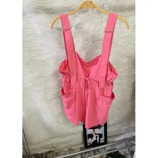 Novidade: Macaquinho feminino curto em algodão com alças - B313 - Rosa