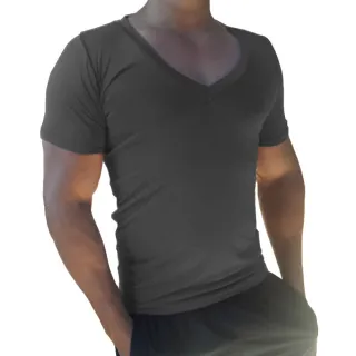 Manga Curta Masculina Camiseta Gola V Cavada - Azul-Royal