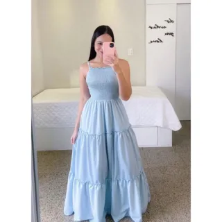 Moda Feminina: Vestido Longo Estampado Lastex Lola - Vermelho