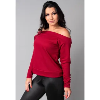 Cropped Manga Longa Ombro a Ombro - Blusa Mvb Modas - Azul