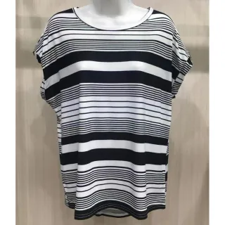 Blusa Feminina Listrada Viscolinho Blogueira T-shirt D189 - 48 - Preta com Mostarda