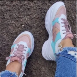 Lançamento Tênis Feminino Colorido Blogueira Búfalo - Azul Marinho