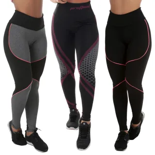 Leggings Fitness/Academia Não Transparentes - Kit com 3 - SPIDER/BORBCINZA/BORBPRETA