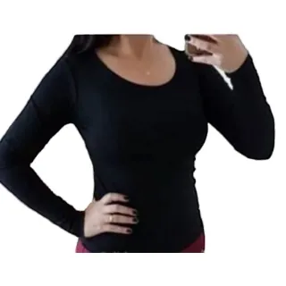 Gola Redonda Blusa Manga Longa - Rosa