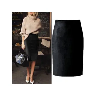 Saia Midi lápis de camurça multicolorida - Moda 2021 - Verde