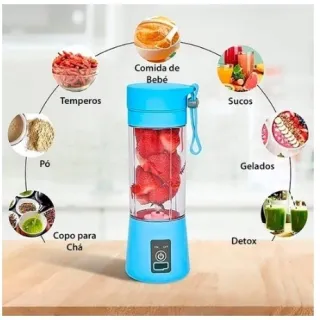 MEGA OFERTA: Liquidificador Portátil Shake Take Recarregável - Mini Juice Cup 6 Lâminas - ALEATÓRIO F